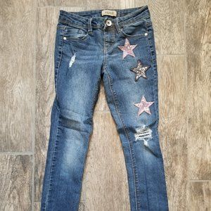 Squeeze Skinny Jeans with Star Sequins GIrl's Size 7